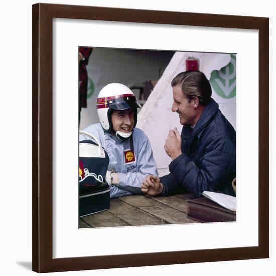 Jackie Stewart and Graham Hill Chatting, Monaco Grand Prix, Monte Carlo, 1966-null-Framed Photographic Print