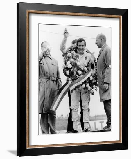 Jackie Stewart, Celebrating Victory at the Dutch Grand Prix, Zandvoort, 1968-null-Framed Photographic Print