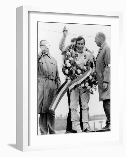 Jackie Stewart, Celebrating Victory at the Dutch Grand Prix, Zandvoort, 1968-null-Framed Photographic Print