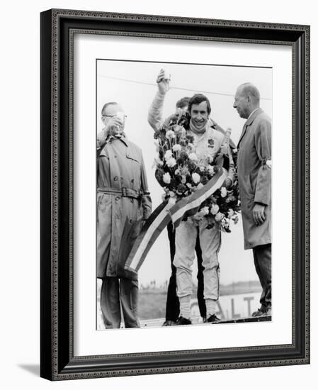 Jackie Stewart, Celebrating Victory at the Dutch Grand Prix, Zandvoort, 1968-null-Framed Photographic Print