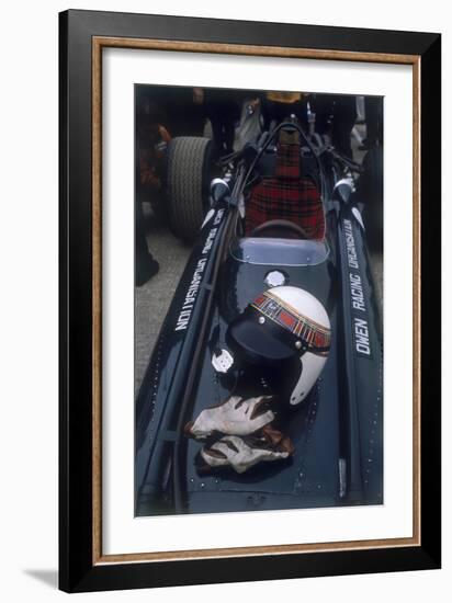 Jackie Stewart's Racing Helmet and Gloves, British Grand Prix, 1967-null-Framed Photographic Print