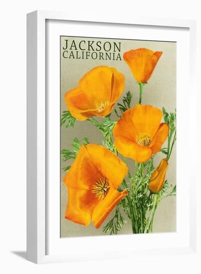 Jackson, California - The Californian Poppy Flowers-Lantern Press-Framed Art Print