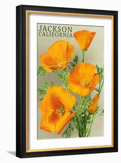 Jackson, California - The Californian Poppy Flowers-Lantern Press-Framed Art Print