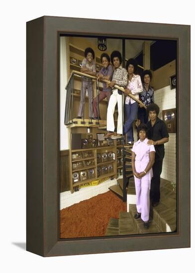 Jackson Five Michael, Marlon, Tito, Jermaine, Jackie and Parents Mr. and Mrs. Joseph Jackson-John Olson-Framed Premier Image Canvas