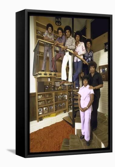 Jackson Five Michael, Marlon, Tito, Jermaine, Jackie and Parents Mr. and Mrs. Joseph Jackson-John Olson-Framed Premier Image Canvas