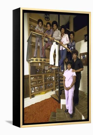 Jackson Five Michael, Marlon, Tito, Jermaine, Jackie and Parents Mr. and Mrs. Joseph Jackson-John Olson-Framed Premier Image Canvas