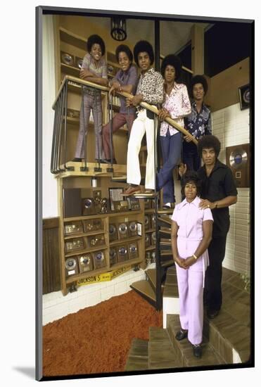 Jackson Five Michael, Marlon, Tito, Jermaine, Jackie and Parents Mr. and Mrs. Joseph Jackson-John Olson-Mounted Photographic Print