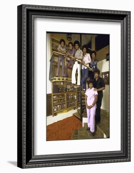 Jackson Five Michael, Marlon, Tito, Jermaine, Jackie and Parents Mr. and Mrs. Joseph Jackson-John Olson-Framed Photographic Print