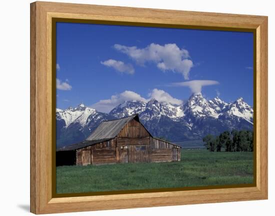 Jackson Hole Homestead and Grand Teton Range, Grand Teton National Park, Wyoming, USA-Jamie & Judy Wild-Framed Premier Image Canvas