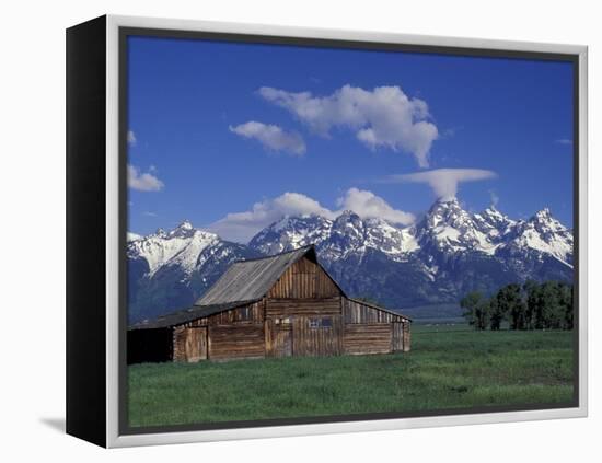 Jackson Hole Homestead and Grand Teton Range, Grand Teton National Park, Wyoming, USA-Jamie & Judy Wild-Framed Premier Image Canvas