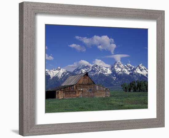 Jackson Hole Homestead and Grand Teton Range, Grand Teton National Park, Wyoming, USA-Jamie & Judy Wild-Framed Premium Photographic Print