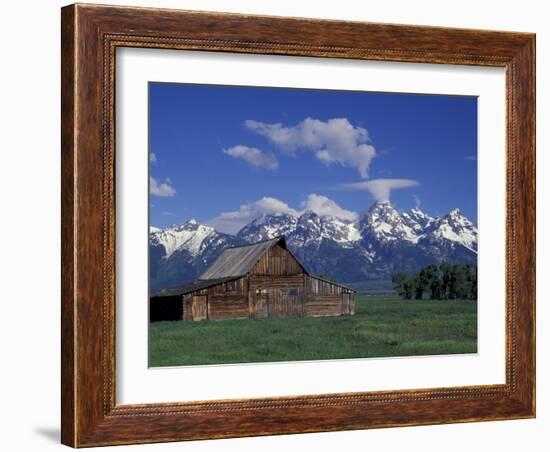 Jackson Hole Homestead and Grand Teton Range, Grand Teton National Park, Wyoming, USA-Jamie & Judy Wild-Framed Premium Photographic Print