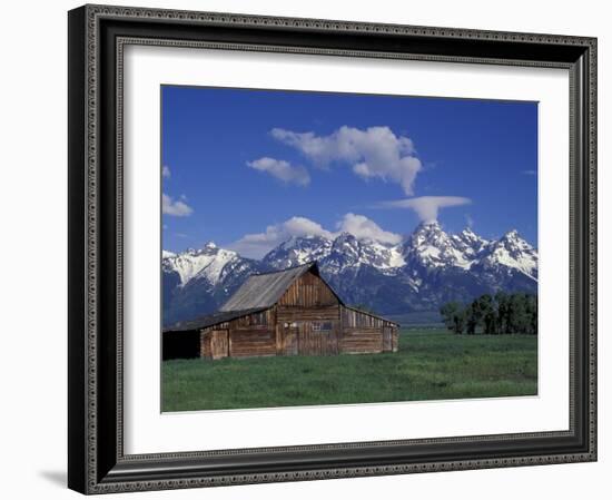 Jackson Hole Homestead and Grand Teton Range, Grand Teton National Park, Wyoming, USA-Jamie & Judy Wild-Framed Premium Photographic Print