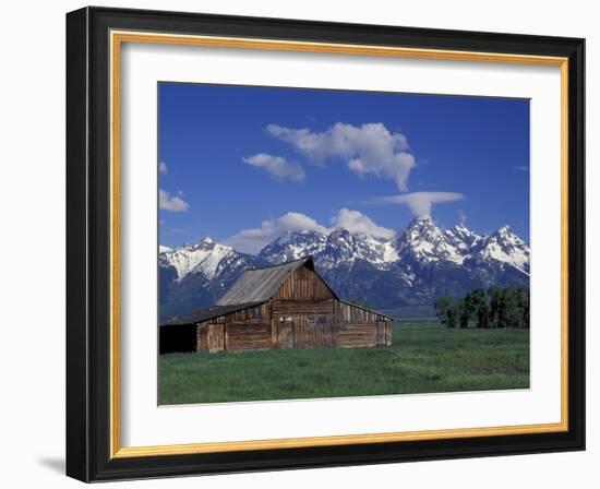 Jackson Hole Homestead and Grand Teton Range, Grand Teton National Park, Wyoming, USA-Jamie & Judy Wild-Framed Premium Photographic Print