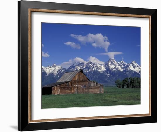 Jackson Hole Homestead and Grand Teton Range, Grand Teton National Park, Wyoming, USA-Jamie & Judy Wild-Framed Photographic Print