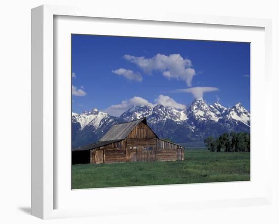 Jackson Hole Homestead and Grand Teton Range, Grand Teton National Park, Wyoming, USA-Jamie & Judy Wild-Framed Photographic Print