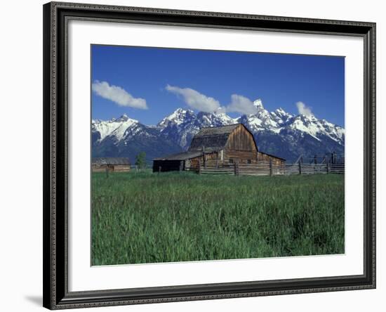 Jackson Hole Homestead and Grand Teton Range, Grand Teton National Park, Wyoming, USA-Jamie & Judy Wild-Framed Photographic Print