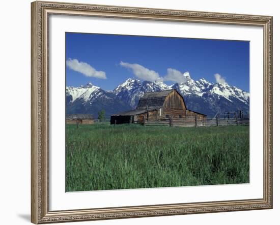 Jackson Hole Homestead and Grand Teton Range, Grand Teton National Park, Wyoming, USA-Jamie & Judy Wild-Framed Photographic Print