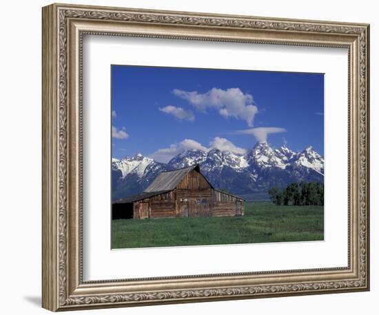 Jackson Hole Homestead and Grand Teton Range, Grand Teton National Park, Wyoming, USA-Jamie & Judy Wild-Framed Photographic Print