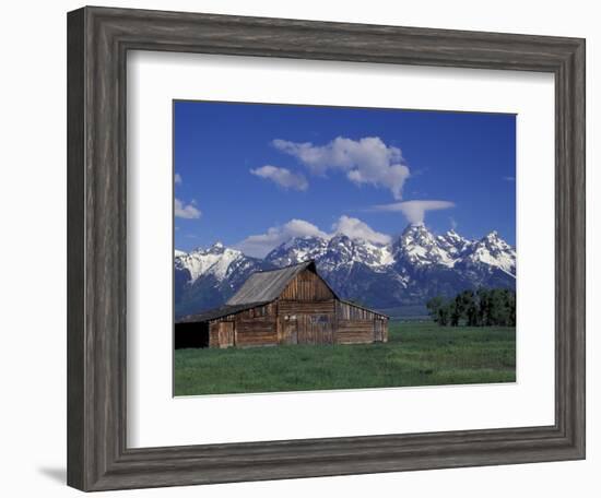 Jackson Hole Homestead and Grand Teton Range, Grand Teton National Park, Wyoming, USA-Jamie & Judy Wild-Framed Photographic Print