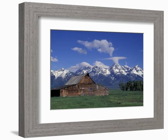 Jackson Hole Homestead and Grand Teton Range, Grand Teton National Park, Wyoming, USA-Jamie & Judy Wild-Framed Photographic Print