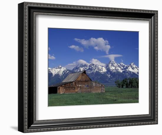 Jackson Hole Homestead and Grand Teton Range, Grand Teton National Park, Wyoming, USA-Jamie & Judy Wild-Framed Photographic Print