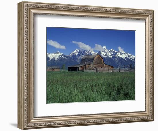 Jackson Hole Homestead and Grand Teton Range, Grand Teton National Park, Wyoming, USA-Jamie & Judy Wild-Framed Photographic Print