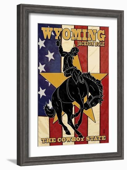 Jackson Hole, Wyoming - Bronco and Star-Lantern Press-Framed Art Print
