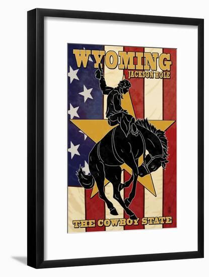 Jackson Hole, Wyoming - Bronco and Star-Lantern Press-Framed Art Print