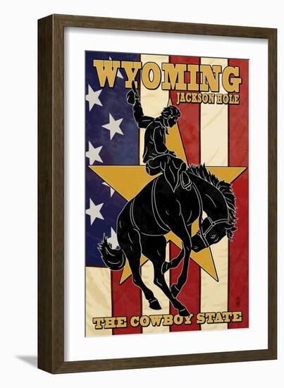 Jackson Hole, Wyoming - Bronco and Star-Lantern Press-Framed Art Print