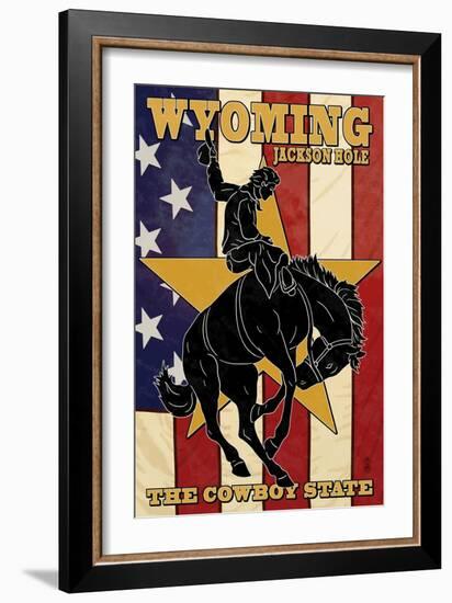 Jackson Hole, Wyoming - Bronco and Star-Lantern Press-Framed Art Print