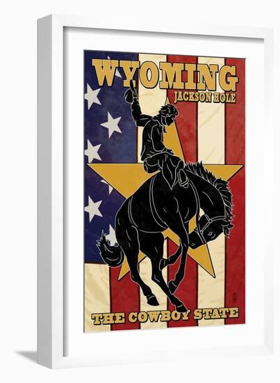 Jackson Hole, Wyoming - Bronco and Star-Lantern Press-Framed Art Print