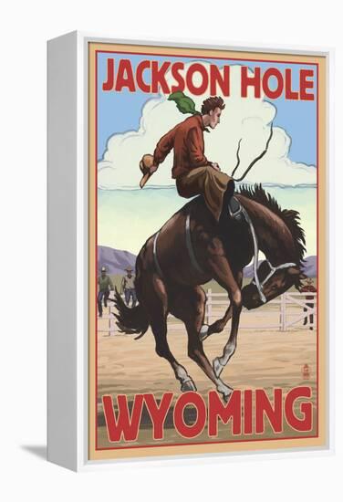 Jackson Hole, Wyoming Bucking Bronco-Lantern Press-Framed Stretched Canvas