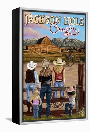 Jackson Hole, Wyoming - Cowgirls-Lantern Press-Framed Stretched Canvas