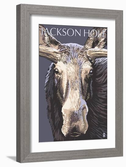 Jackson Hole, Wyoming - Moose Up Close-Lantern Press-Framed Art Print