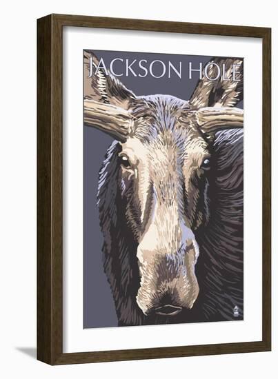 Jackson Hole, Wyoming - Moose Up Close-Lantern Press-Framed Art Print