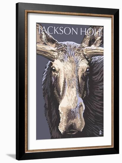 Jackson Hole, Wyoming - Moose Up Close-Lantern Press-Framed Art Print