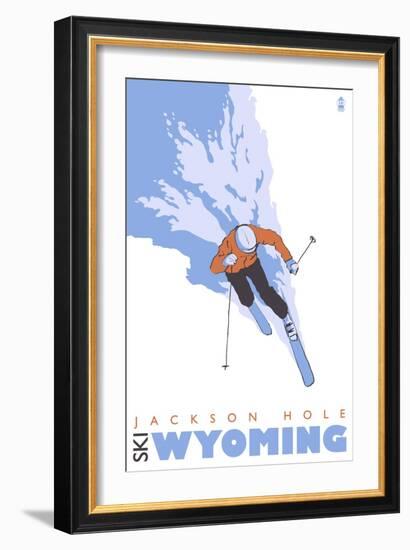 Jackson Hole, Wyoming, Skier Stylized-Lantern Press-Framed Art Print