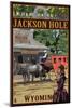 Jackson Hole, Wyoming Stagecoach-Lantern Press-Mounted Art Print