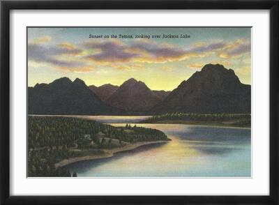 Vintage Print Photochromie USA, Wyoming, Lac Yellowstone, Circa 1898 - Tirage Original 14x17,5 Cm