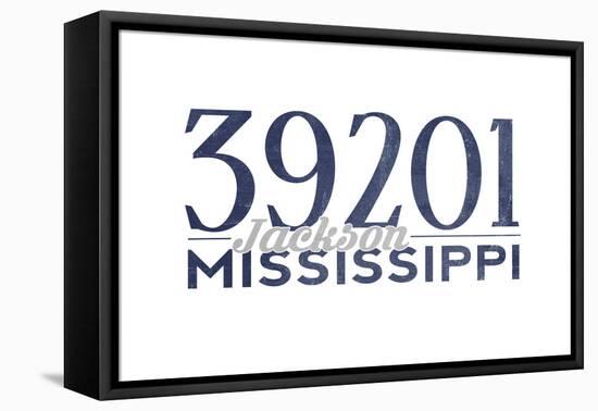 Jackson, Mississippi - 39201 Zip Code (Blue)-Lantern Press-Framed Stretched Canvas