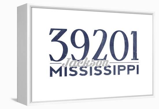 Jackson, Mississippi - 39201 Zip Code (Blue)-Lantern Press-Framed Stretched Canvas