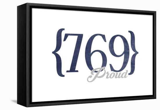 Jackson, Mississippi - 769 Area Code (Blue)-Lantern Press-Framed Stretched Canvas