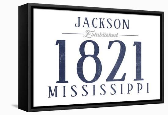 Jackson, Mississippi - Established Date (Blue)-Lantern Press-Framed Stretched Canvas