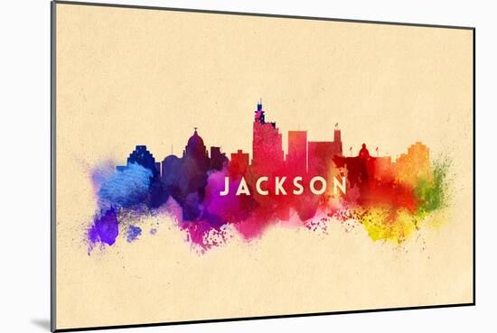 Jackson, Mississippi - Skyline Abstract-Lantern Press-Mounted Art Print