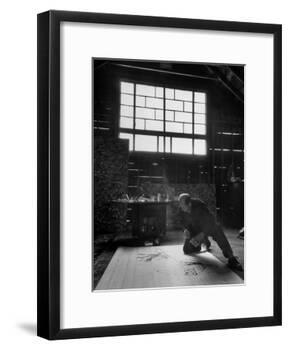 Jackson Pollock Working on a Painting-Martha Holmes-Framed Photographic Print