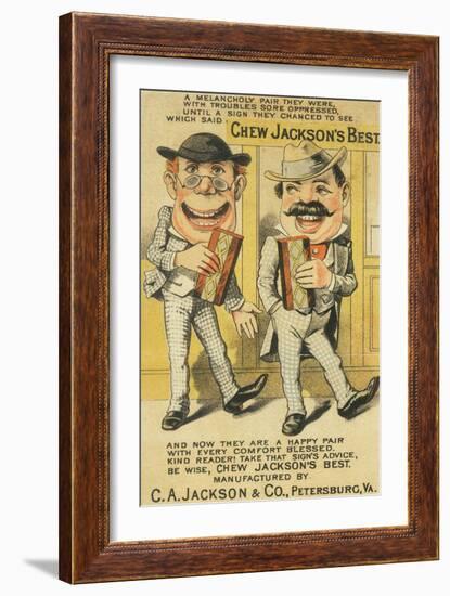 Jackson's Best Chew Advertisement, Happy Pair of Men - Petersburg, VA-Lantern Press-Framed Art Print