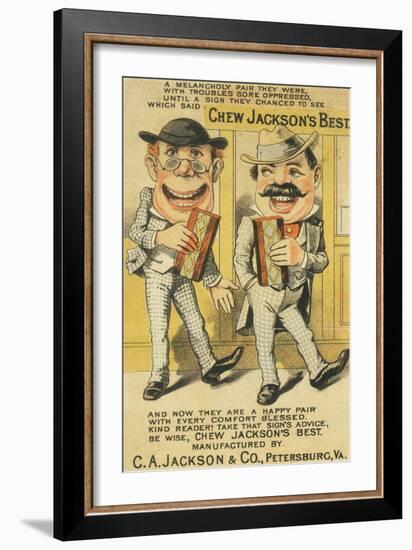 Jackson's Best Chew Advertisement, Happy Pair of Men - Petersburg, VA-Lantern Press-Framed Art Print