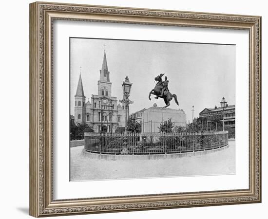 Jackson Square, New Orleans, C.1890 (B/W Photo)-American Photographer-Framed Giclee Print