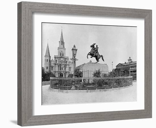 Jackson Square, New Orleans, C.1890 (B/W Photo)-American Photographer-Framed Giclee Print